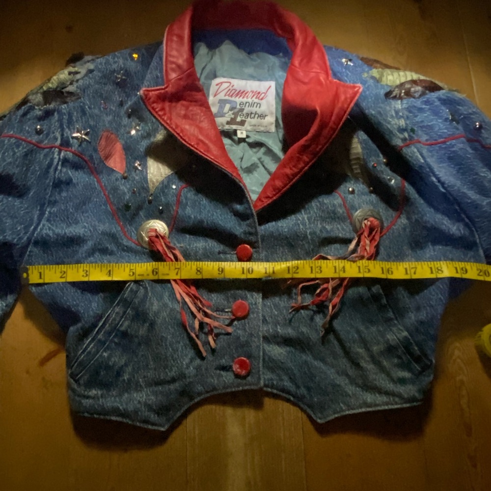 Vintage Denim Rodeo Jacket with Red leather Accents - Picture 11 of 14